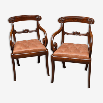 Pair of William IV Mahogany carved chairs