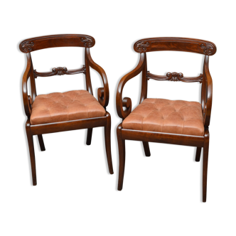 Pair of William IV Mahogany carved chairs