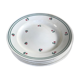 Lot de 6 assiettes blanche motif fleurs Porcelaine de Gien signées