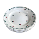 Lot of 6 white plates pattern flowers signed Gien porcelain