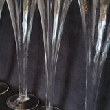 8 old champagne flutes evased blown glass model impossible