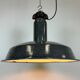 Large Industrial Grey Enamel Factory Lamp with Cast Iron Top, 1960s