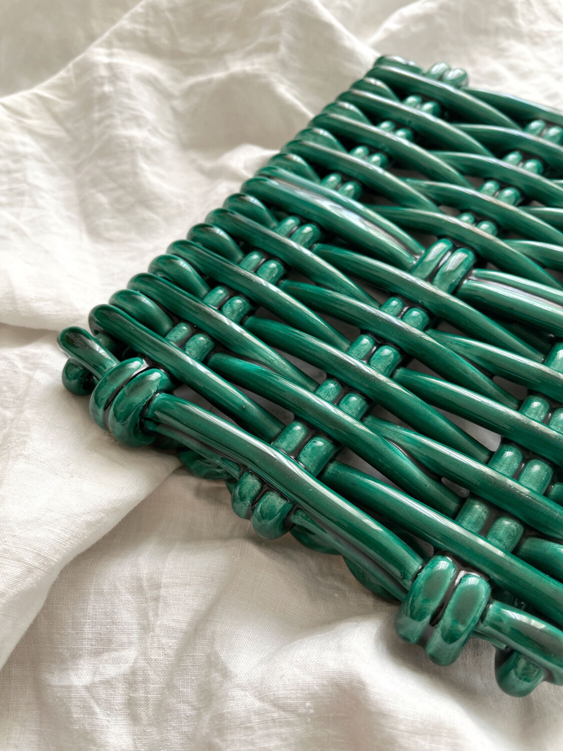 Vintage Vallauris woven ceramic trivet