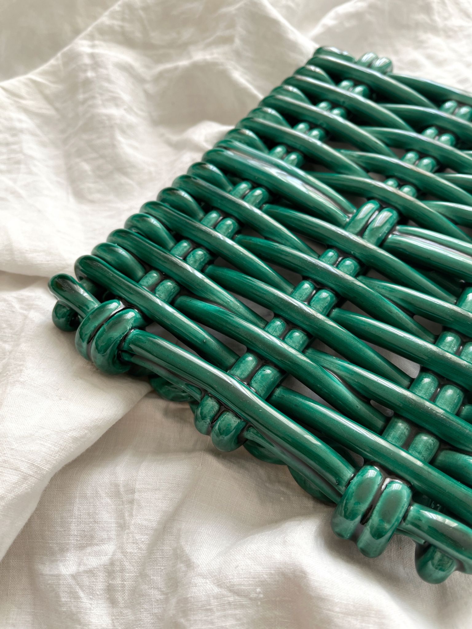 Vintage Vallauris woven ceramic trivet