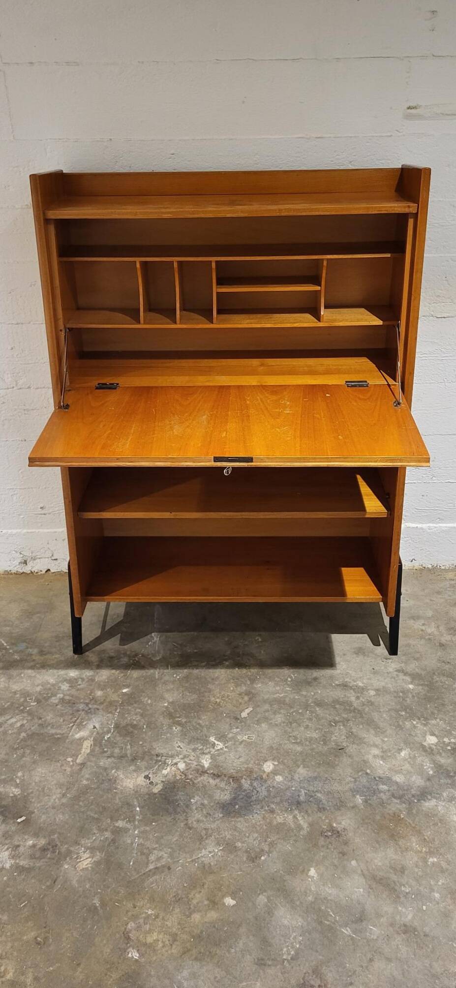 Vintage secretaire with bookcase, 1950s