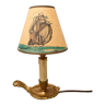 Bronze cellar rat candle holder, electrified with its original lampshade - signed Ferry