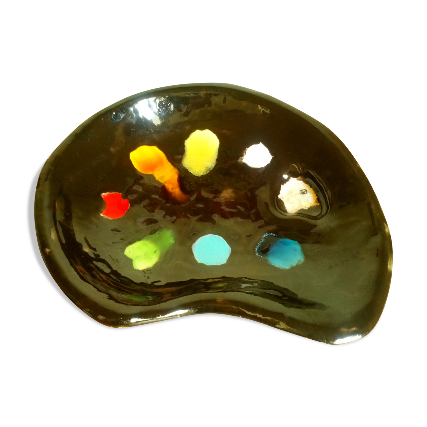 Coupe en ceramique en forme de palette de peintre 1960