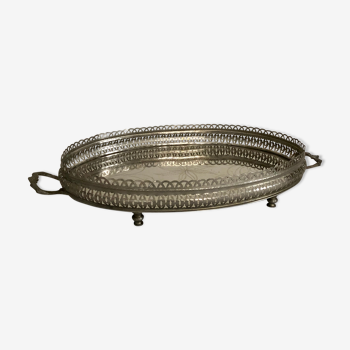 Oval metal service tray