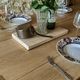 Solid oak farmhouse table "raw" 247x89, "chocolate oak" top