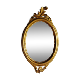 Miroir italien ovale en bois doré - 45x25cm