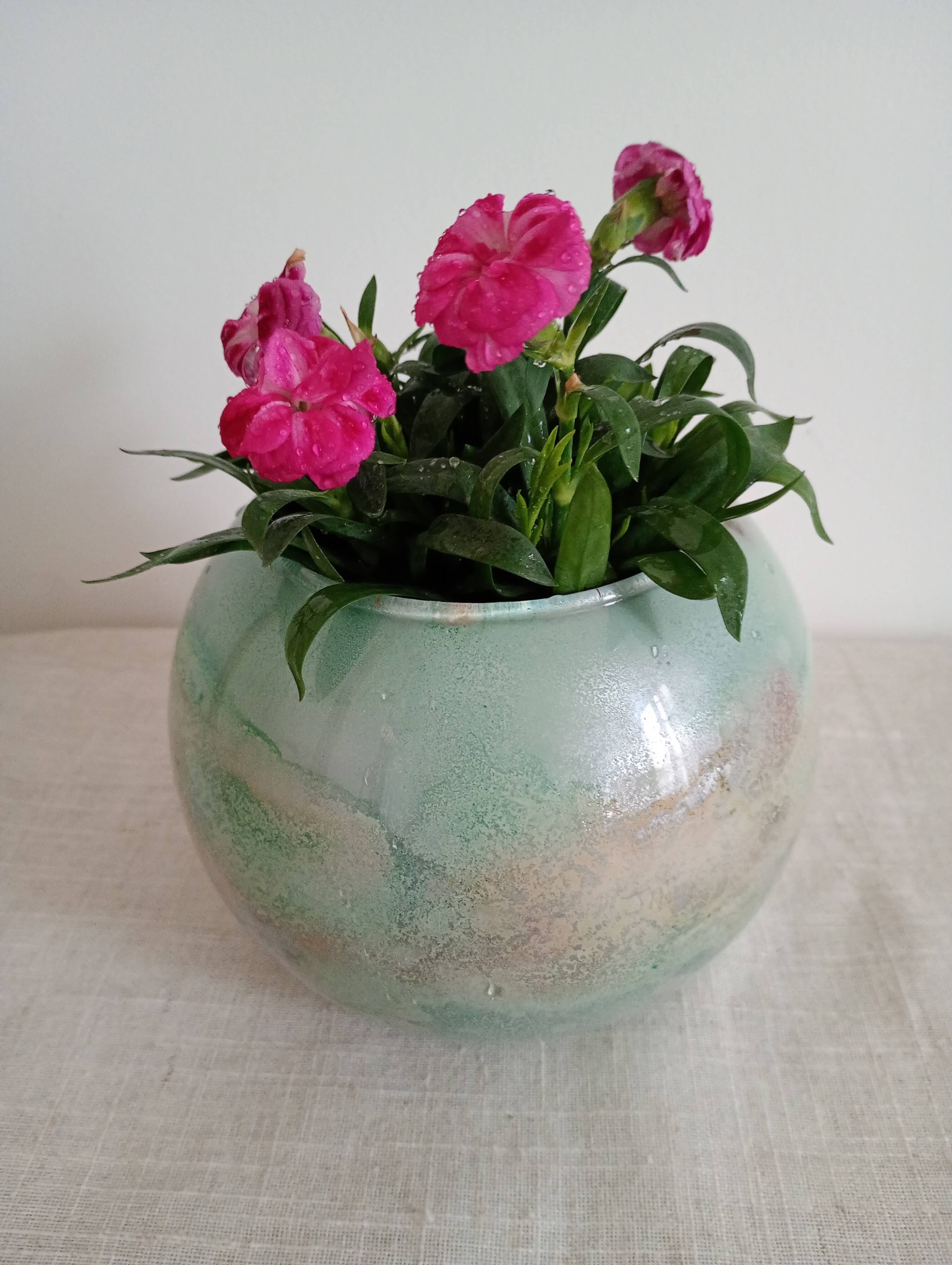 glossy glass round vase signed Jean Noel Bouillet