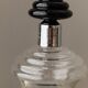 Transparent Murano glass decanter with black stopper and silver neck collar, Art Deco, 1930s Italy