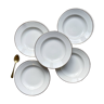 5 soup plates in white, gold-plated Limoges porcelain