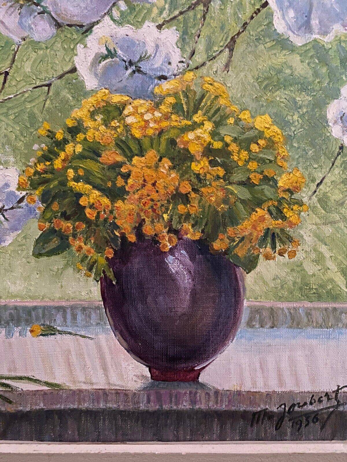 Oil on canvas still life M. Joubert 1956 bouquet of flowers