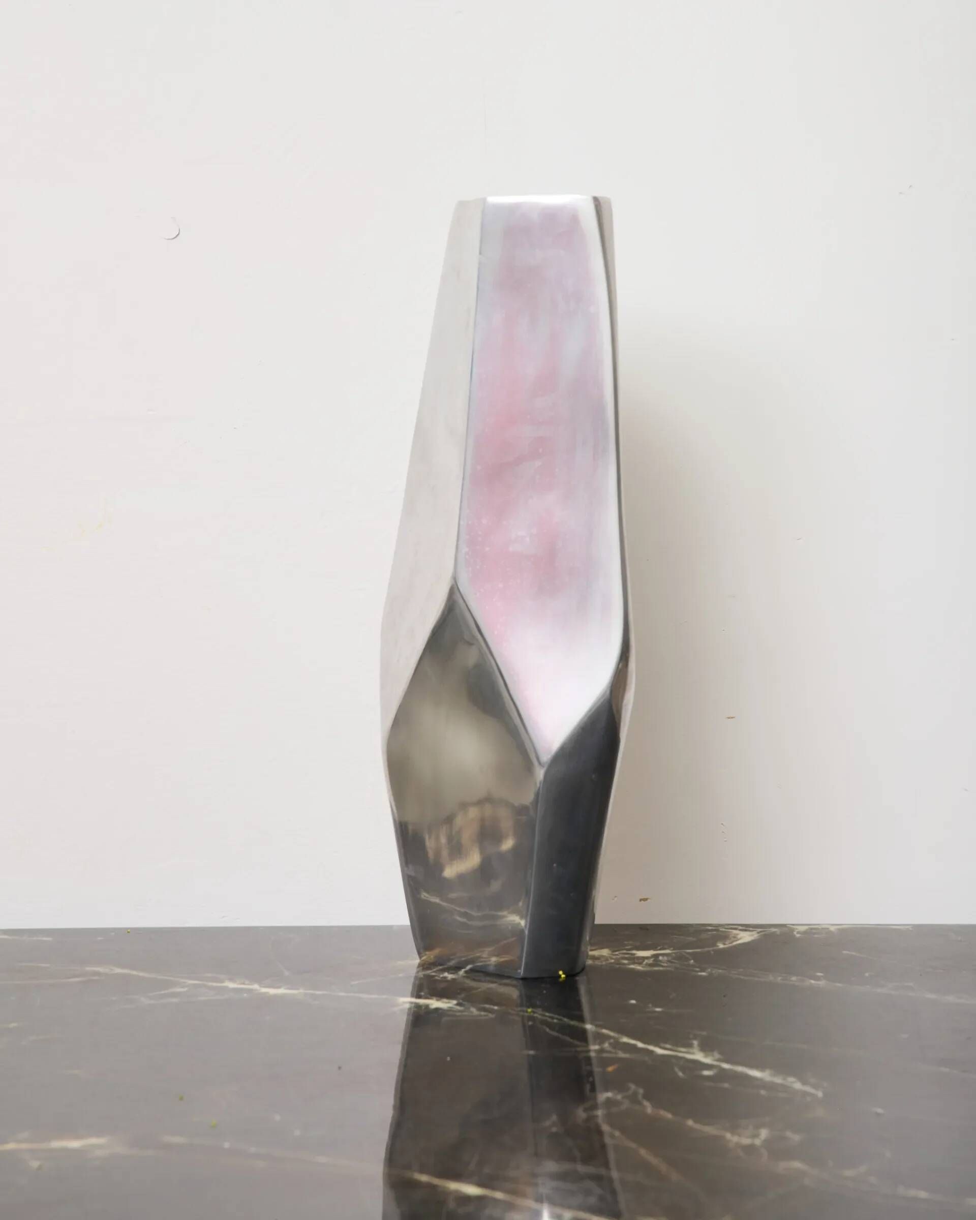 XXL "Facettes" vase in aluminium cast, 1970s