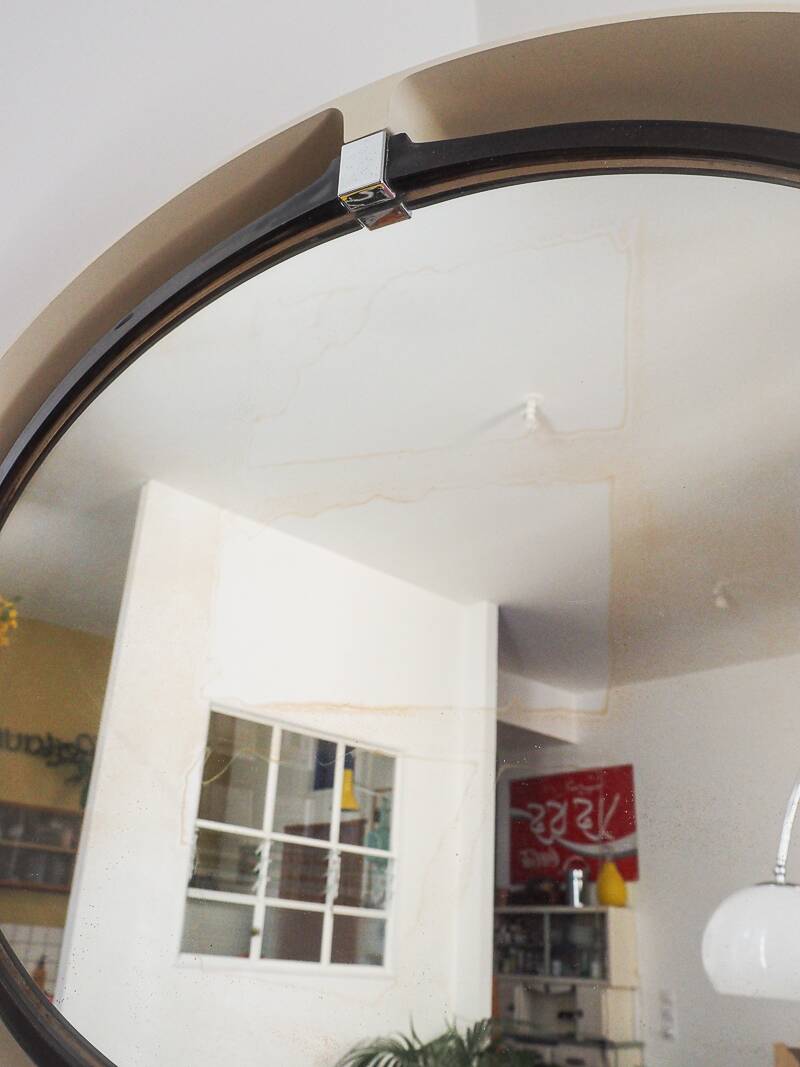 Large tiltable oval vintage retro plastic mirror luminous