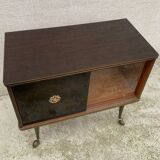 Vintage display bar cabinet on wheels from the 60s/70s.