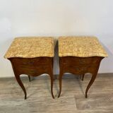 Pair of Louis XV style bedside tables in rosewood marquetry