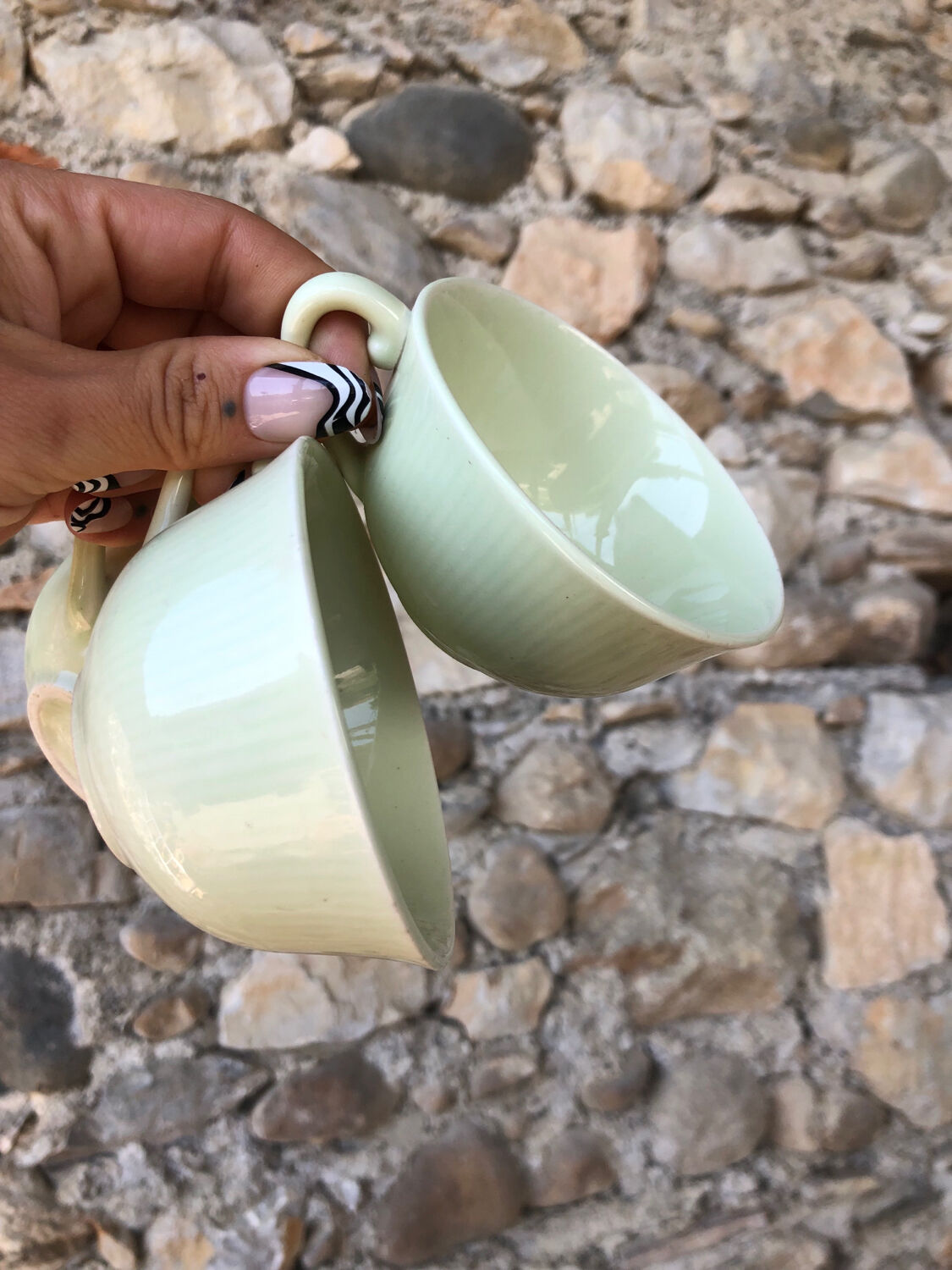 Cups + saucers • Gien, vintage pastel series