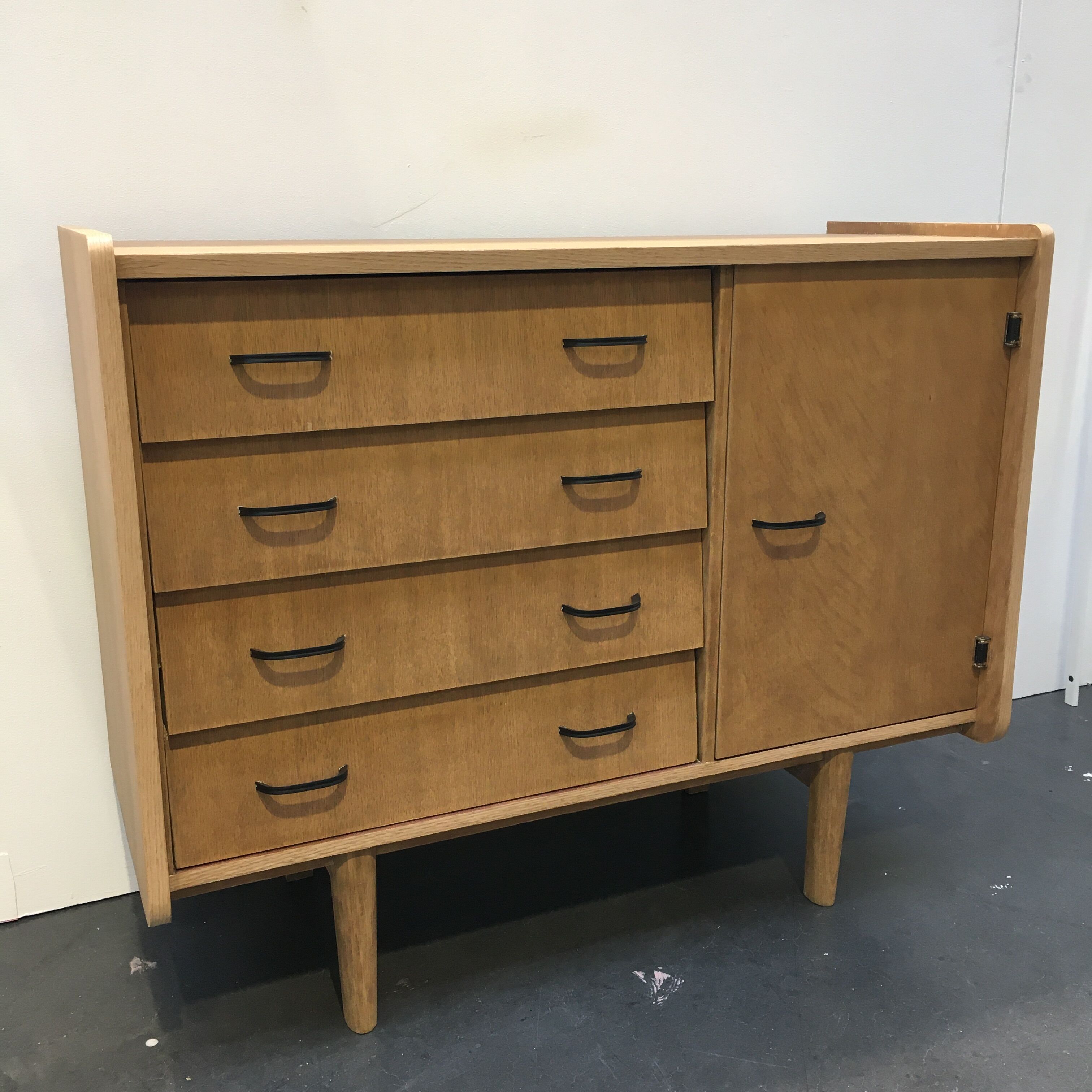50s vintage oak chest of drawers