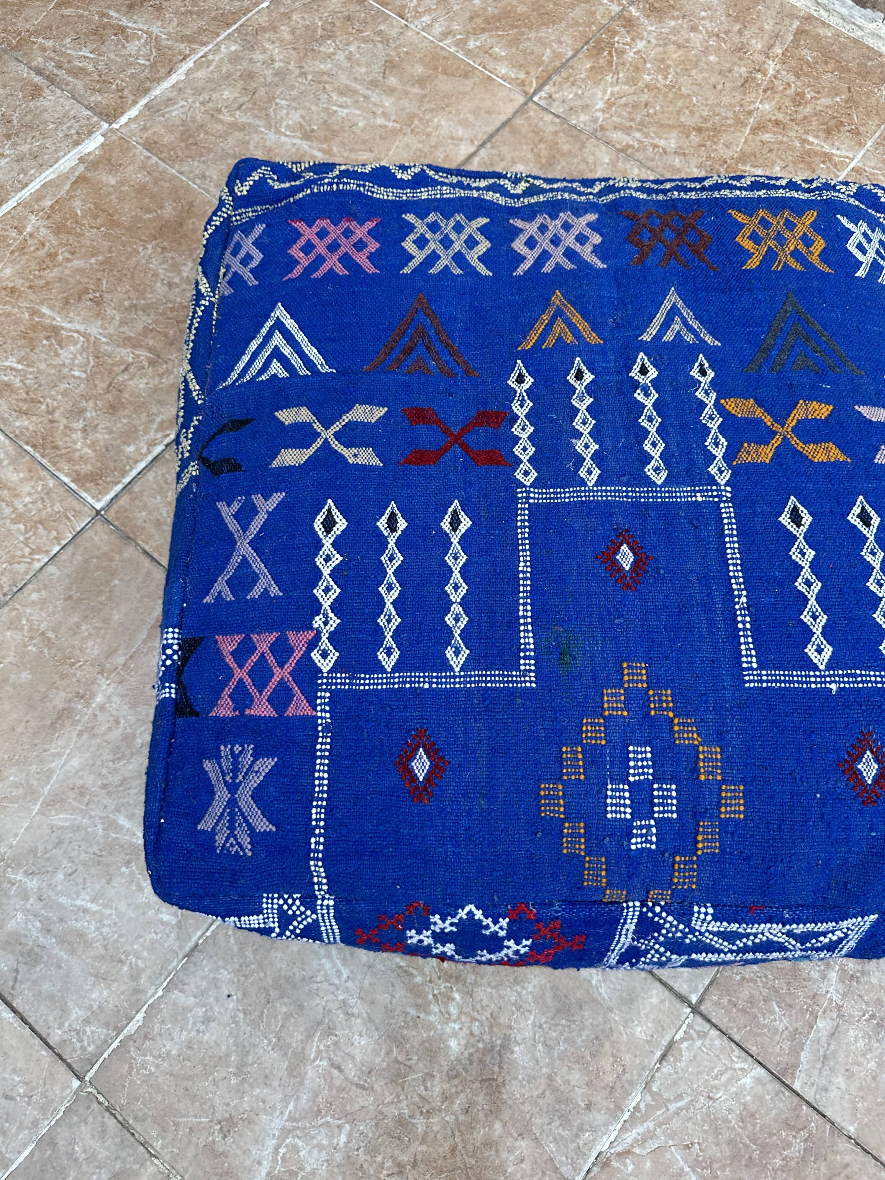 Handmade Berber Kilim pouf, floor cushion