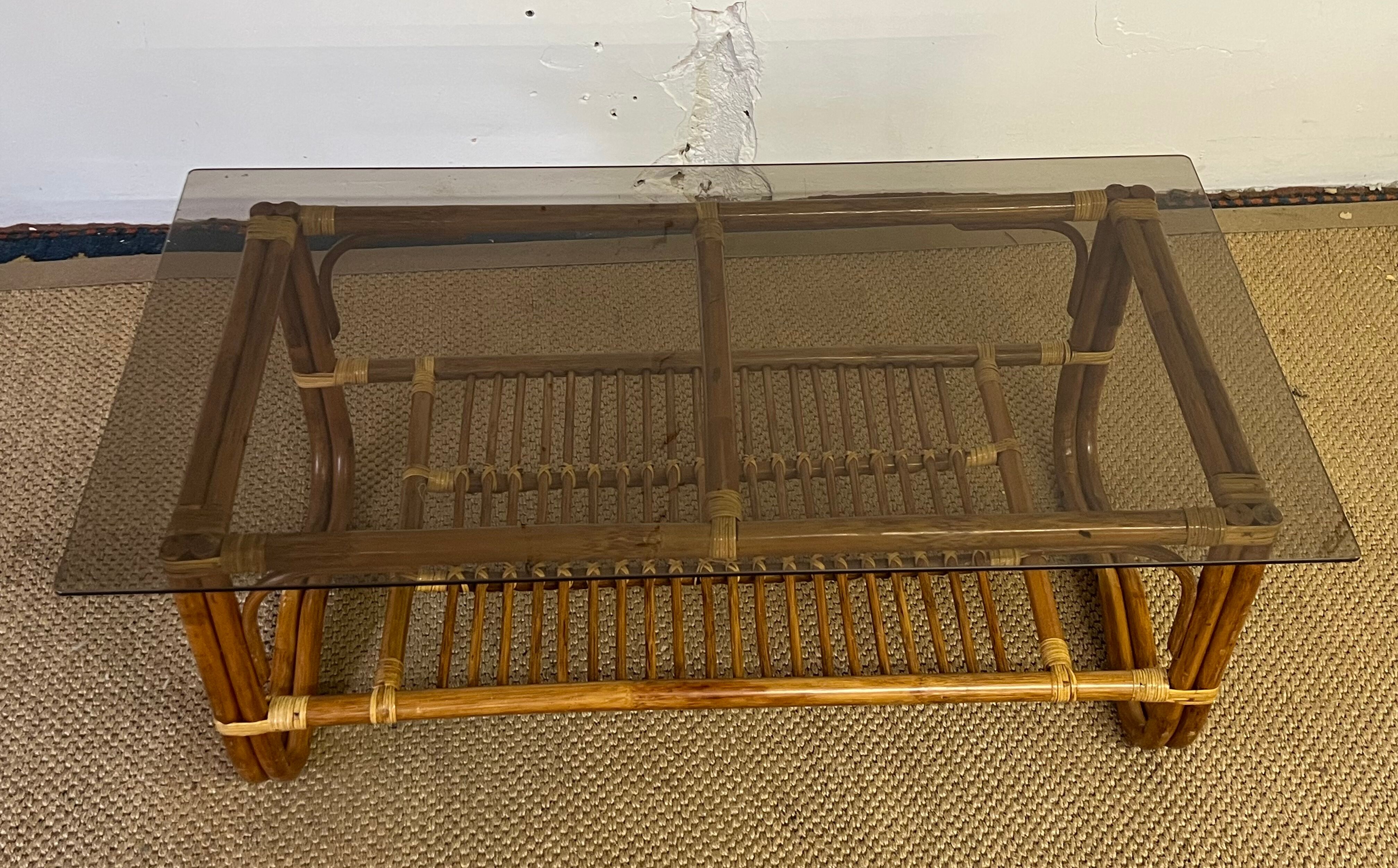 Bamboo and rattan coffee table