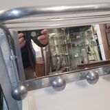 Aluminum wall coat rack with pivoting mirror from the 60s