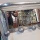 Aluminum wall coat rack with pivoting mirror from the 60s