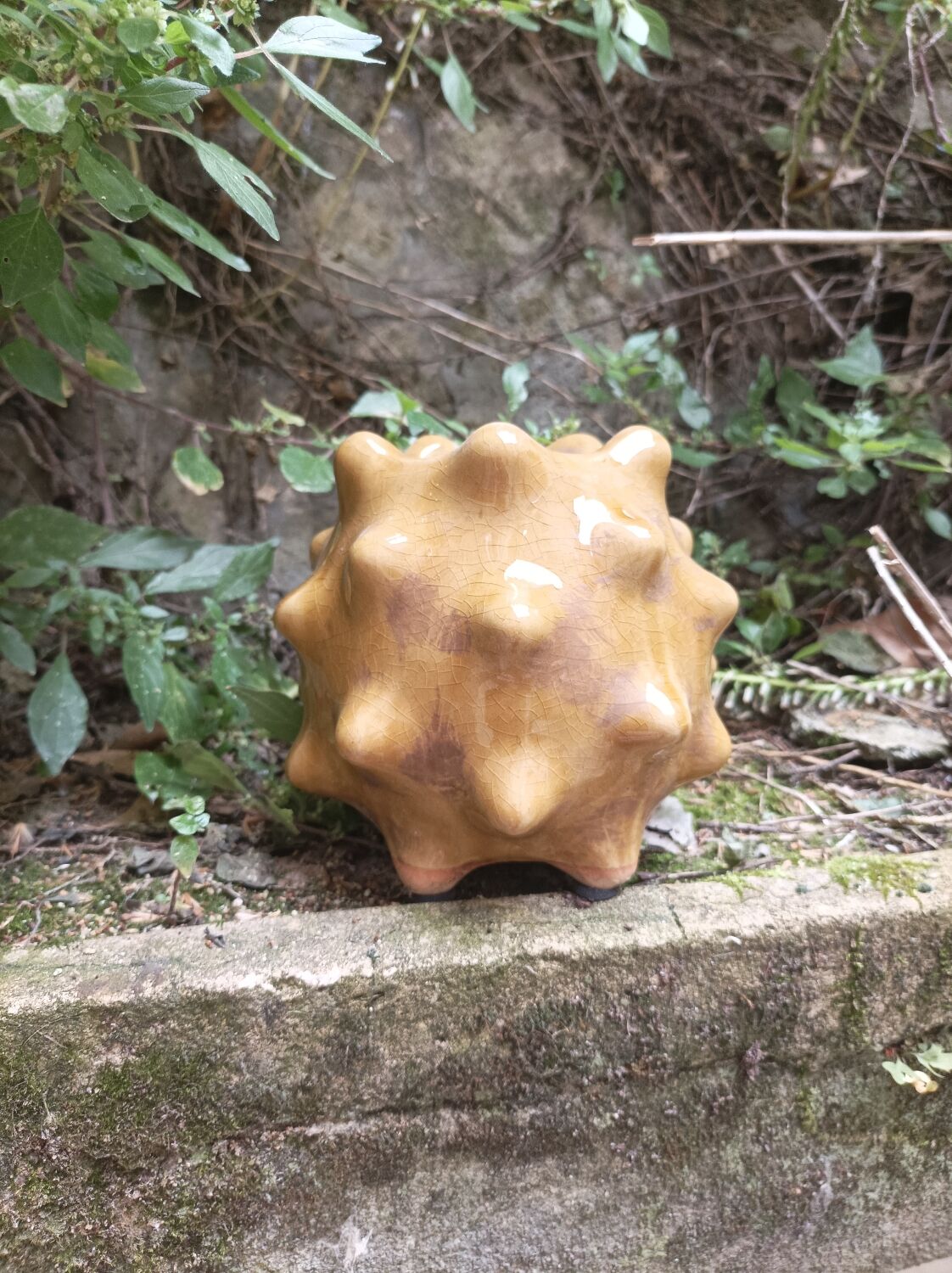 Mustard glazed ceramic vase