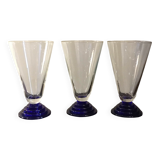 6 cobalt blue Art Deco footed glasses