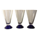 6 cobalt blue Art Deco footed glasses