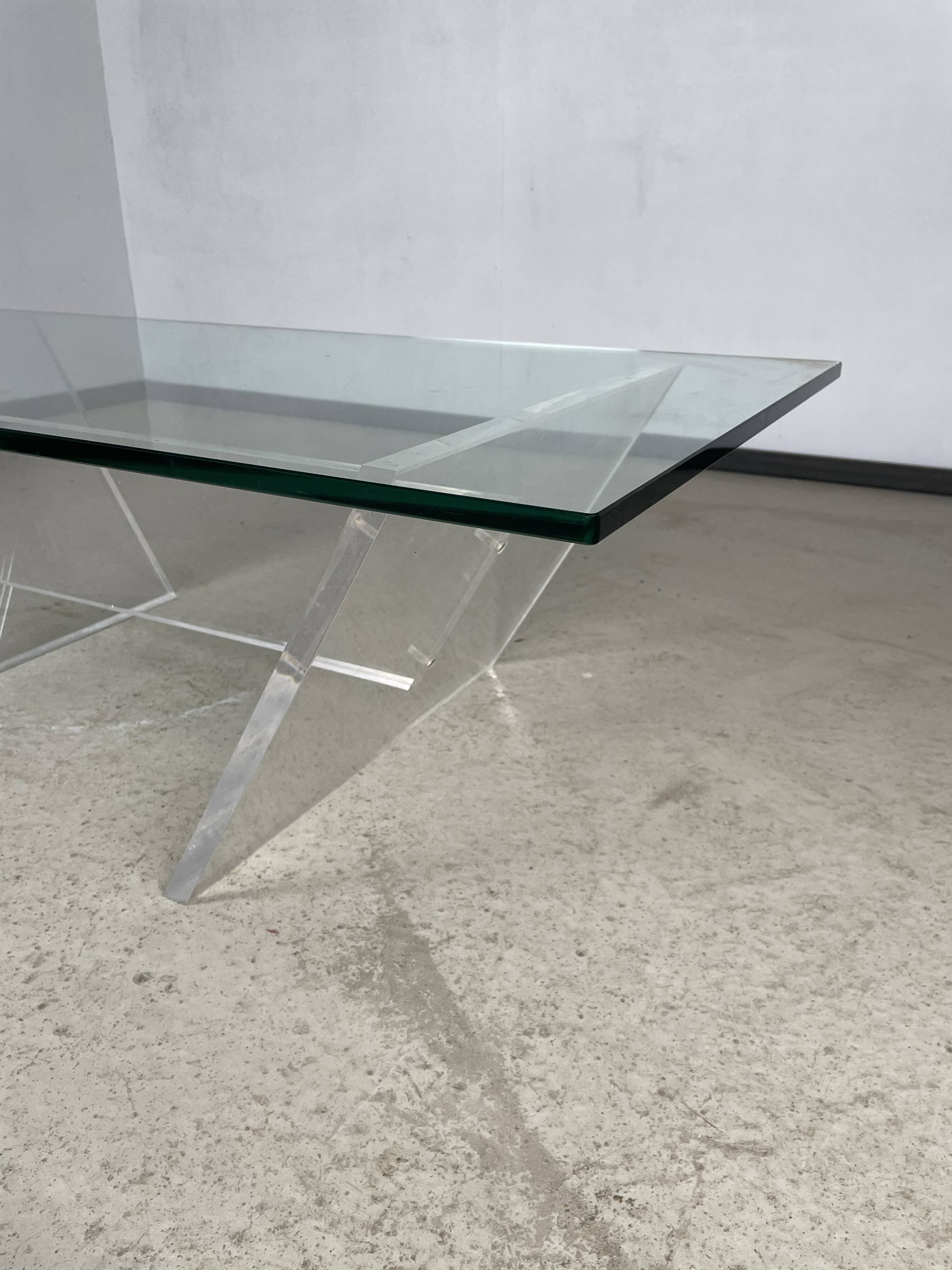 1970s plexiglass coffee table