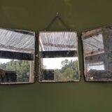 Antique triptych barber mirror
