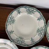 Set of 3 flat and deep plates, "Compiègne" model, Longwy, green