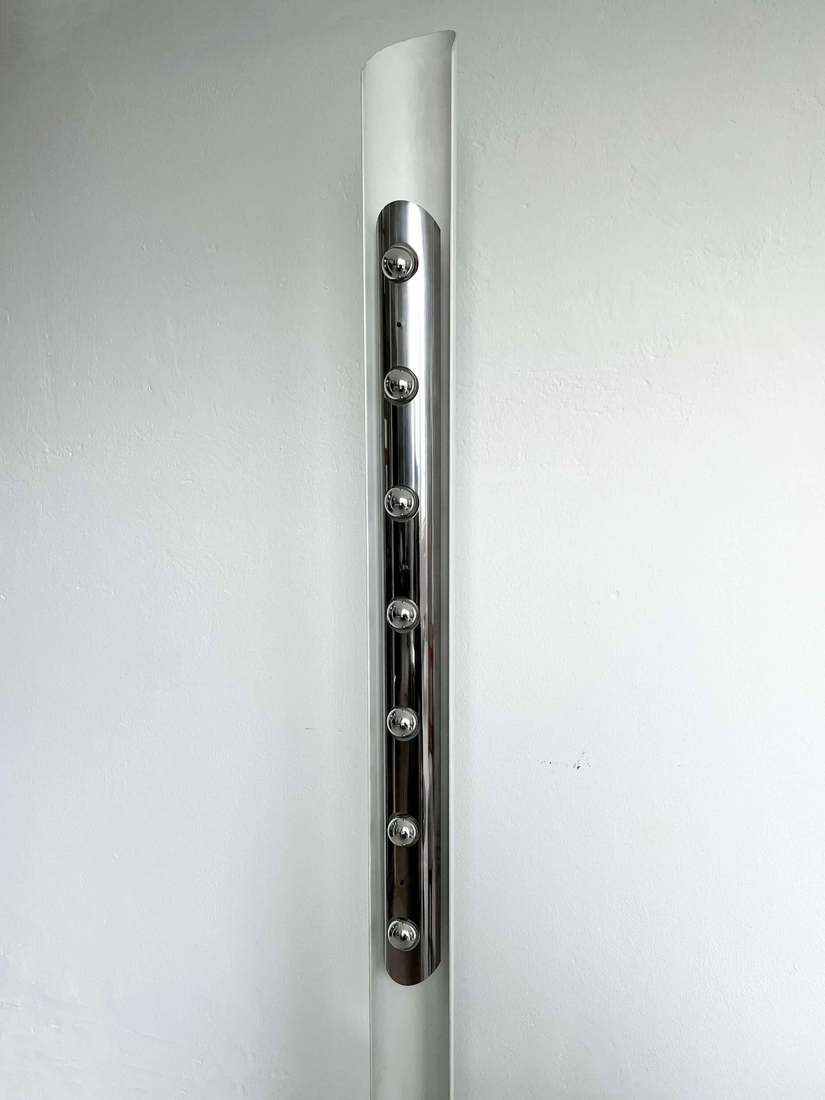Vintage Italian Chromed Space Age totem lamp by Enrico Tronconi, made in Italy