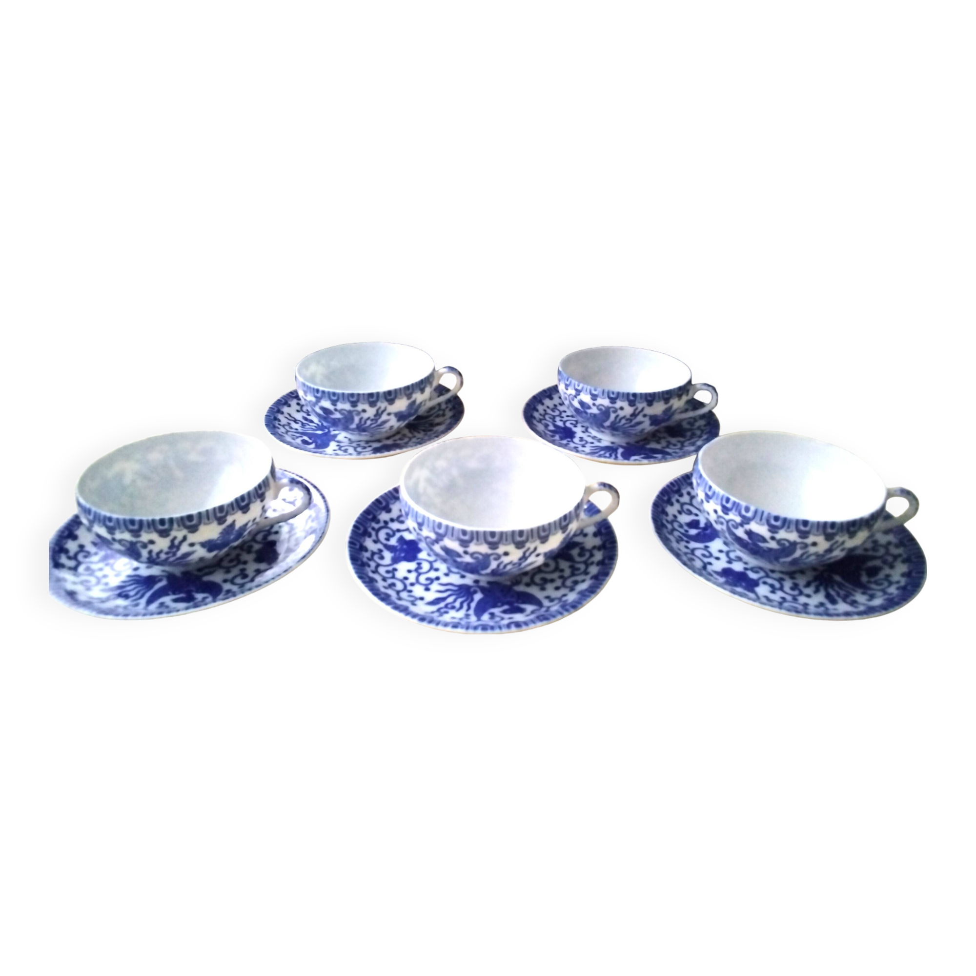 5 Japanese porcelain tea or coffee cups, Phoebus model