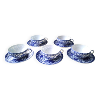 5 Japanese porcelain tea or coffee cups, Phoebus model