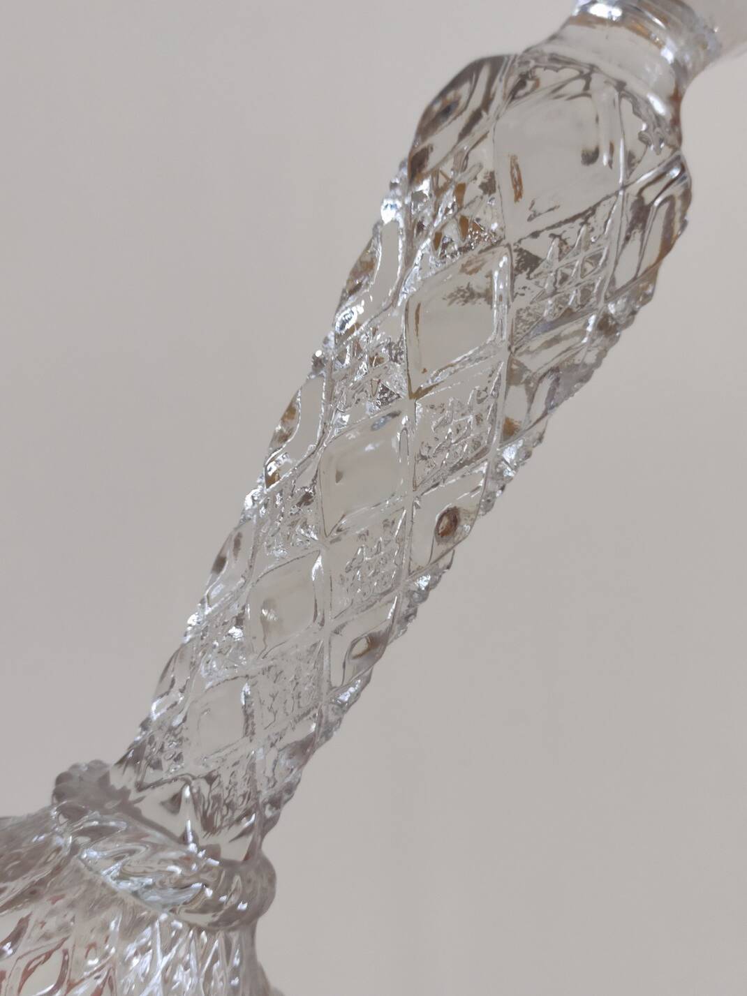 Large molded glass candle holder