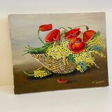Bouquet of Poppies in a basket