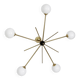 Chandelier Stilnovo, années 1960, laiton et verre, 5 points lumineux