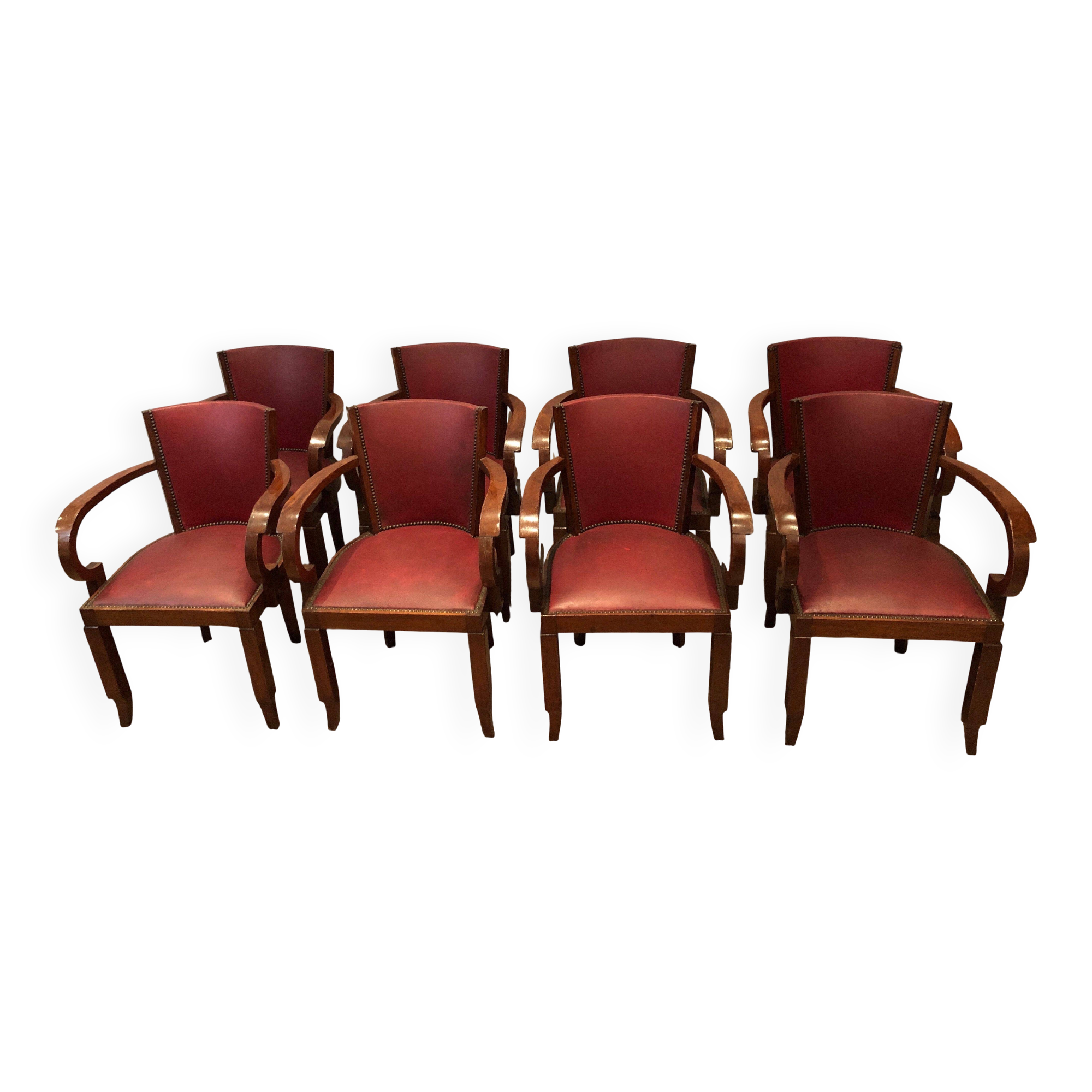 Rare set of 8 Art Deco armchairs.
