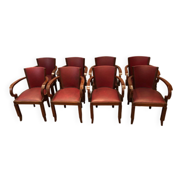 Rare set of 8 Art Deco armchairs.