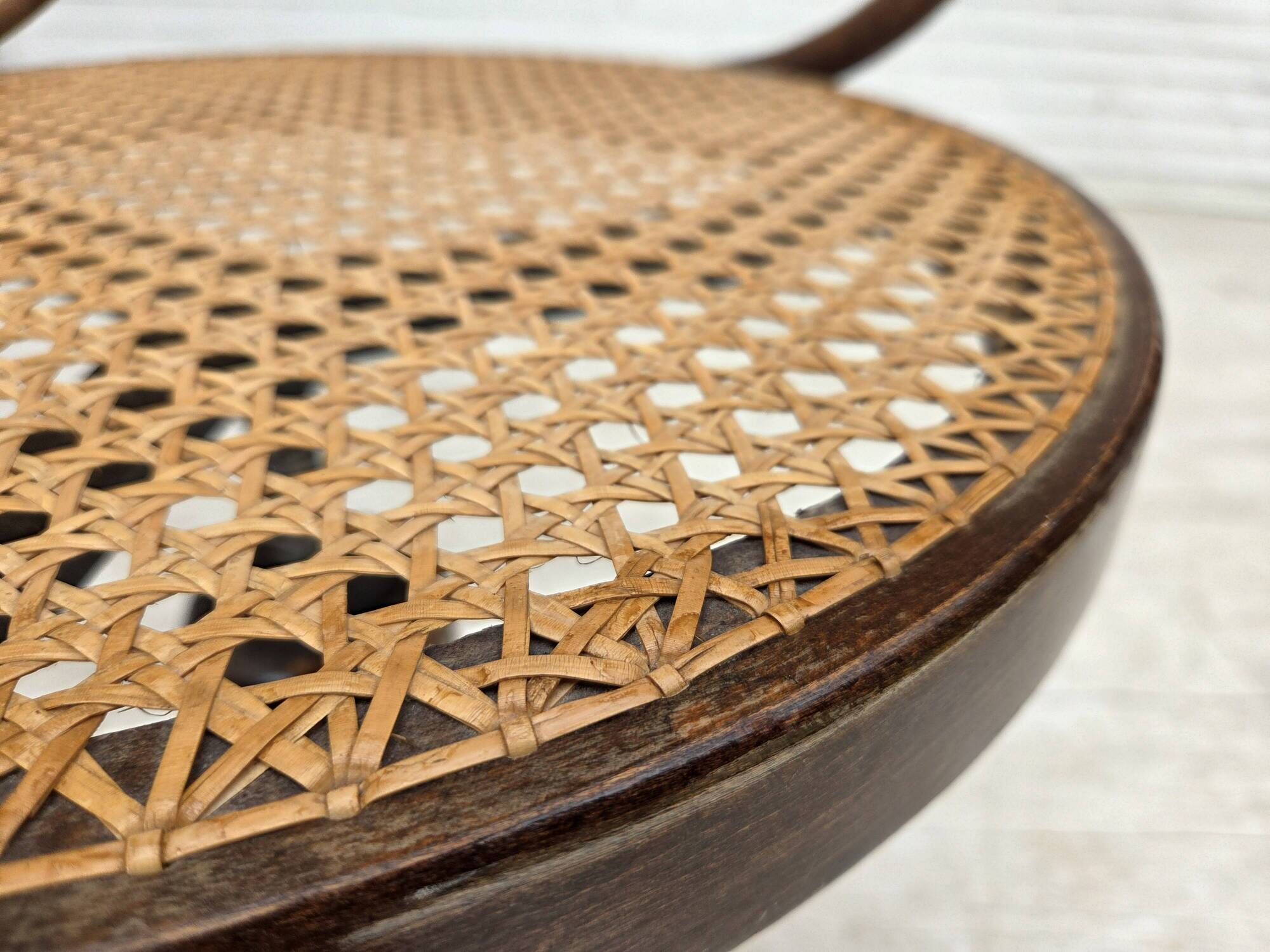 1950s, swivel armchair, bent wood, furniture mesh.