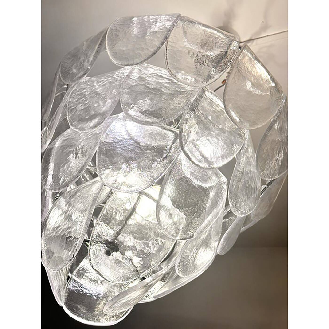 Contemporary Modern Clear "Petals" Glass Chandelier