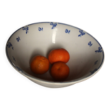 Blue salad bowl with Digoin Art Deco flowers