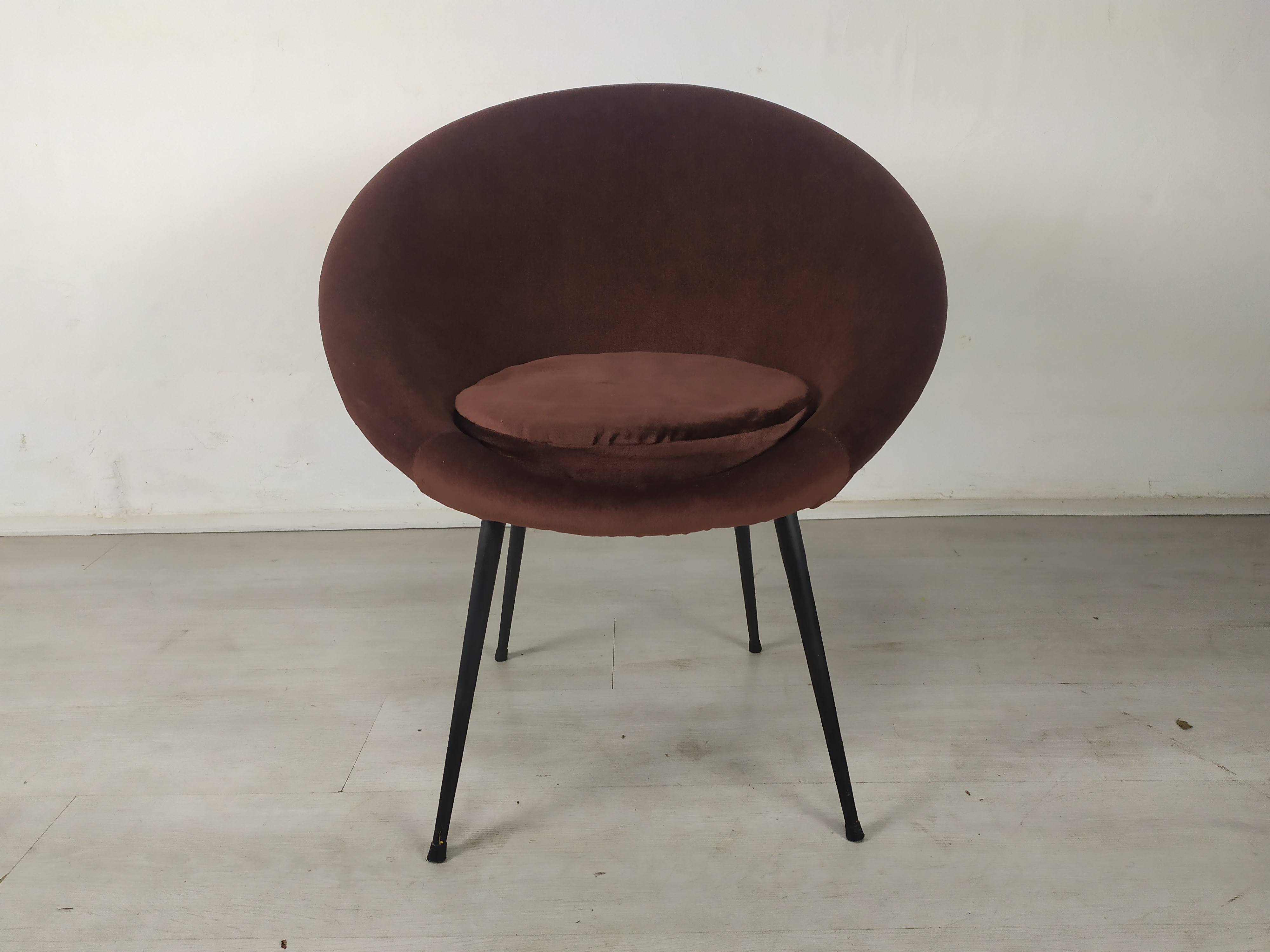 Vintage armchair velvet brown