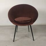 Vintage armchair velvet brown