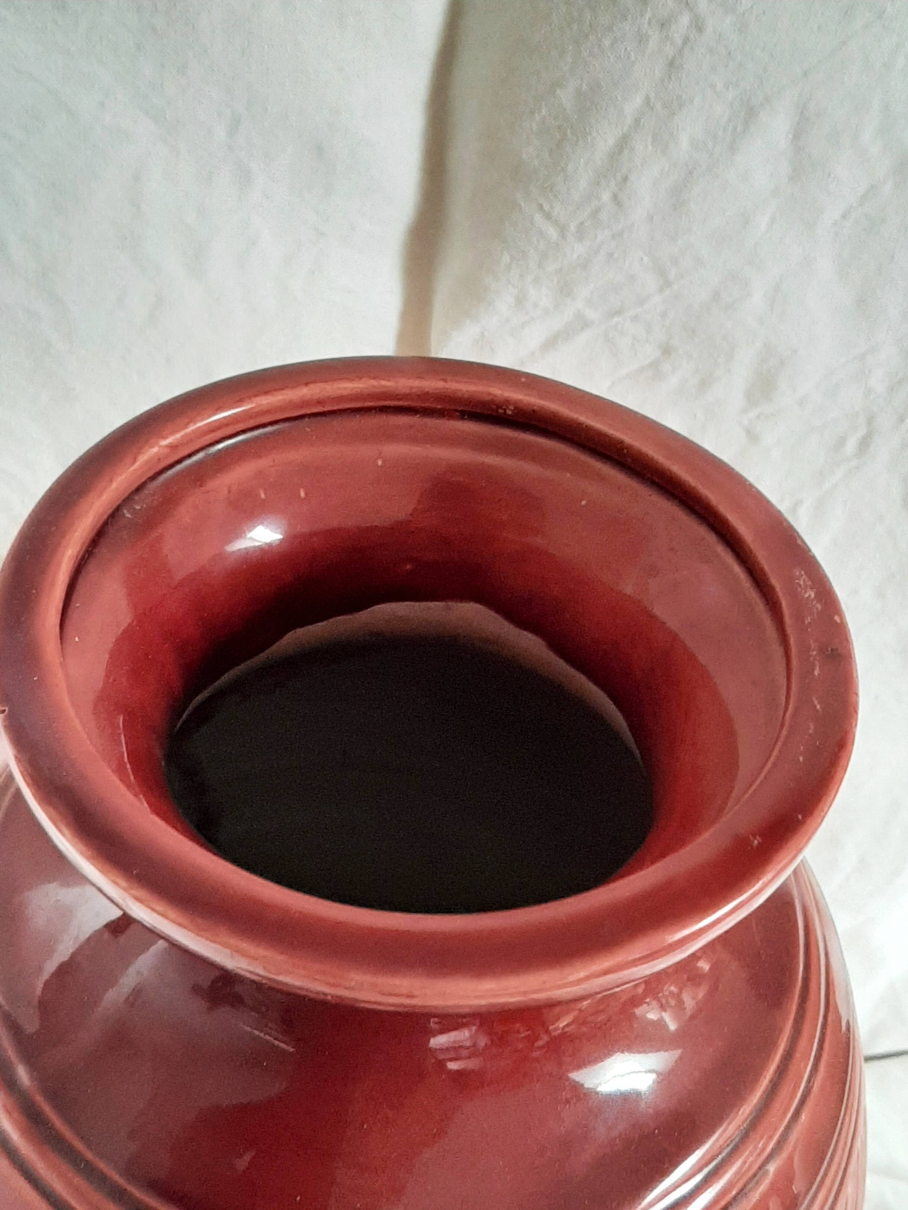 30s vase Saint Clément "feather" decoration