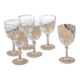 Lot de 6 verres à pied en verre blanc ciselé « Camélia »