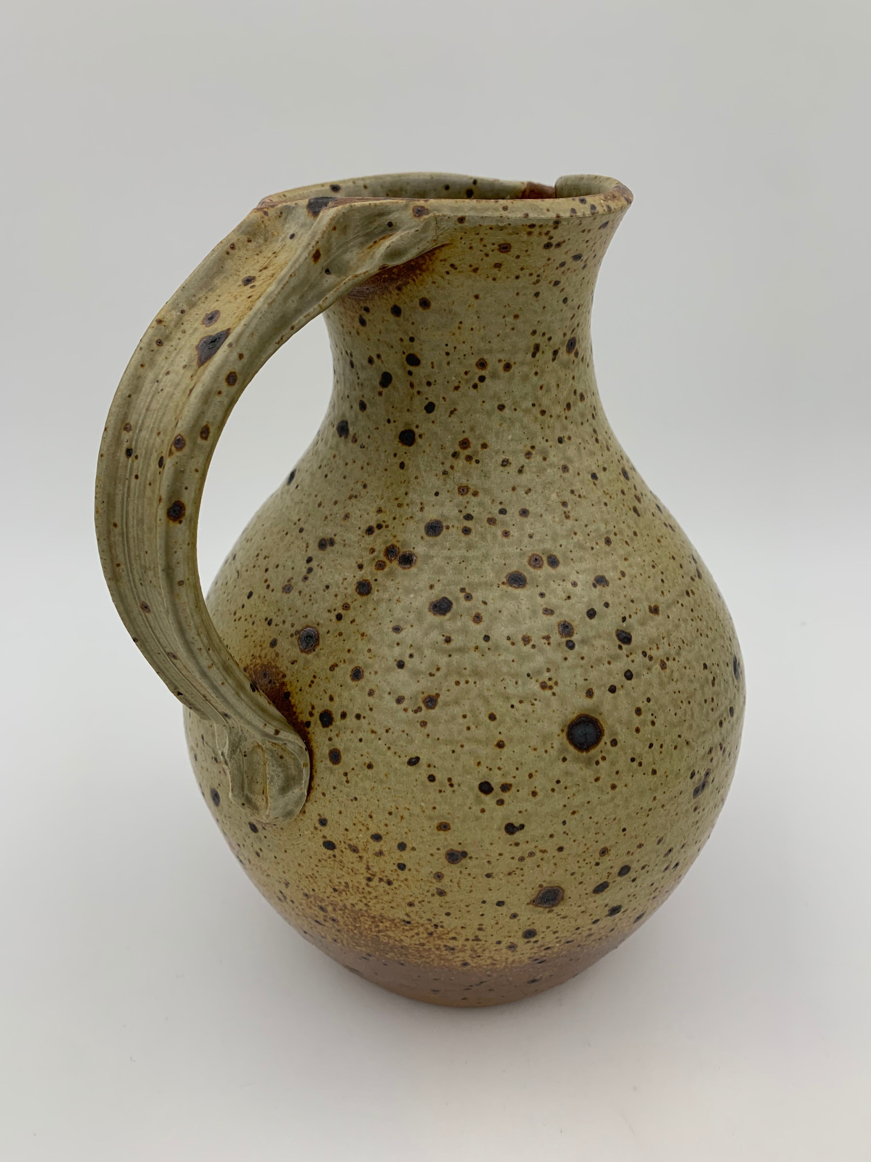 Vintage pyrity sandstone pitcher, Charles Gaudry Workshops, Puisaye Sandstone - 1970s